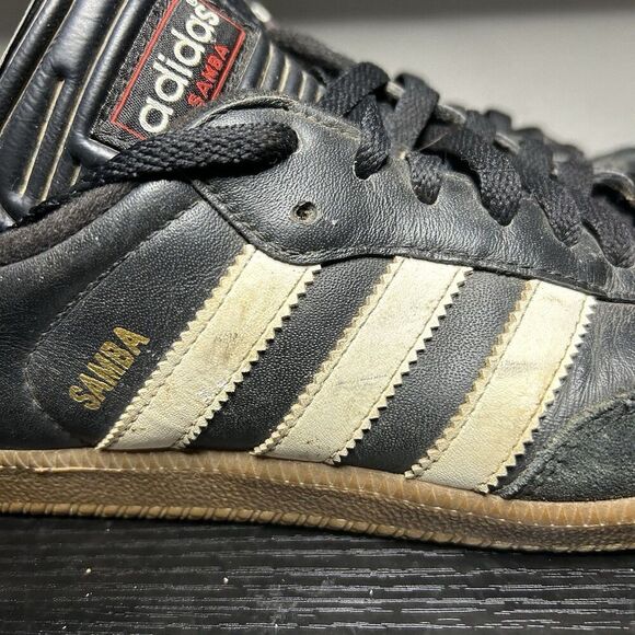Adidas Samba Men’s Size 7.5 Classic Black White Leather Casual Shoes Sneakers - Picture 3 of 16